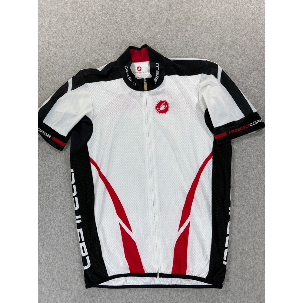 Castelli Short Sleeve Full Zip Cycling Jersey (Men's Large) White